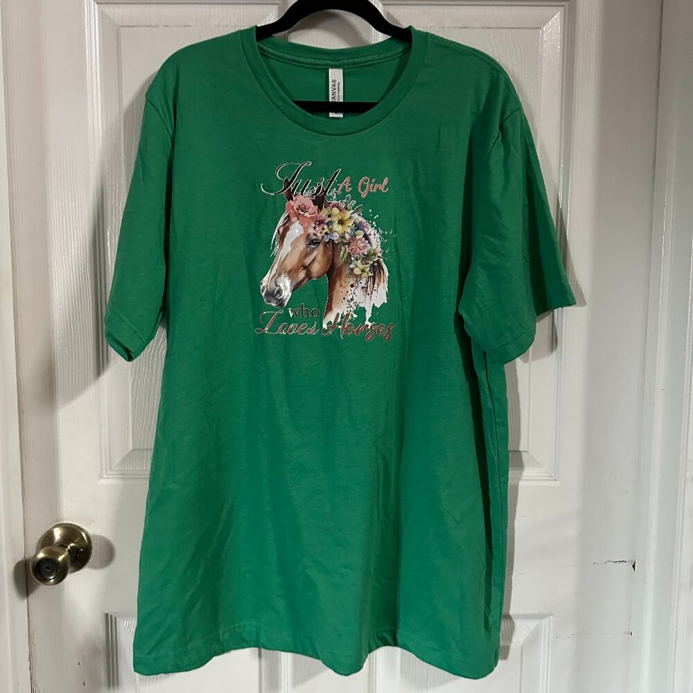 NEW Handcrafted Just A Girl Who Loves Horses Shirt
